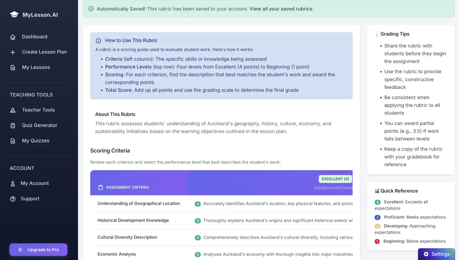 AI Rubric Creator - Professional Grading Rubrics